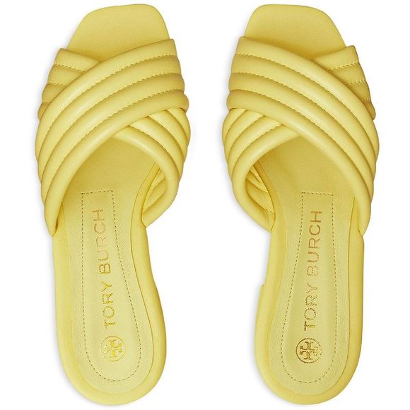 Tory Burch Womens Kira Yellow Slip On Criss Cross Slide Sandals Shoes NWT - Picture 3 of 3